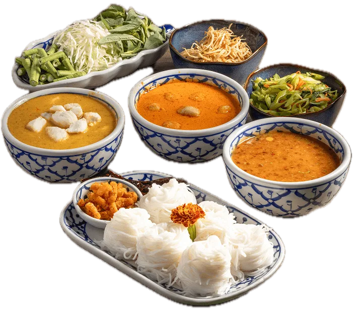 Signature Khanom Jeen — Irvin Thai Kitchen's 50-year family recipe, served with traditional curries